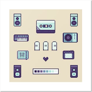 Pixel Art Music Set Posters and Art